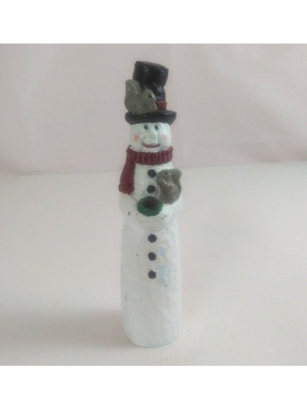 Vintage 1994 Accents Unlimited Wee Crafts Snowman Feeding Squirrels 6.5" Figurin